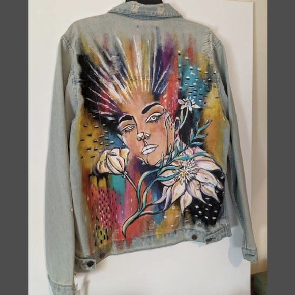 Hand-painted Jacket Handmade Artistic Streetware - Picture 4 of 7